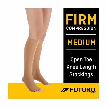 Futuro Compression Stocking Knee High Medium Beige Open Toe, 12PK 71033EN